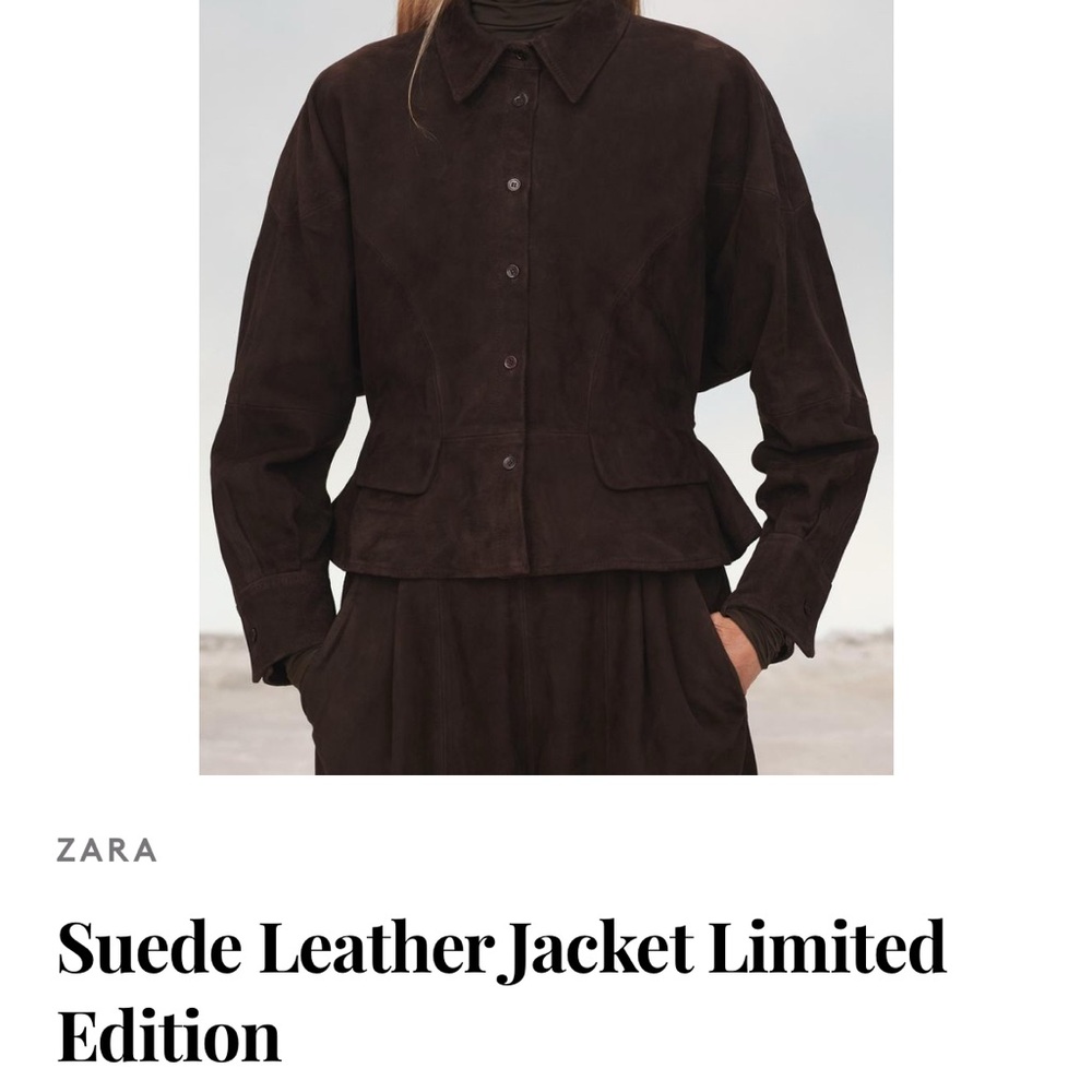 Zara Women's Dark Brown Suede Jacket